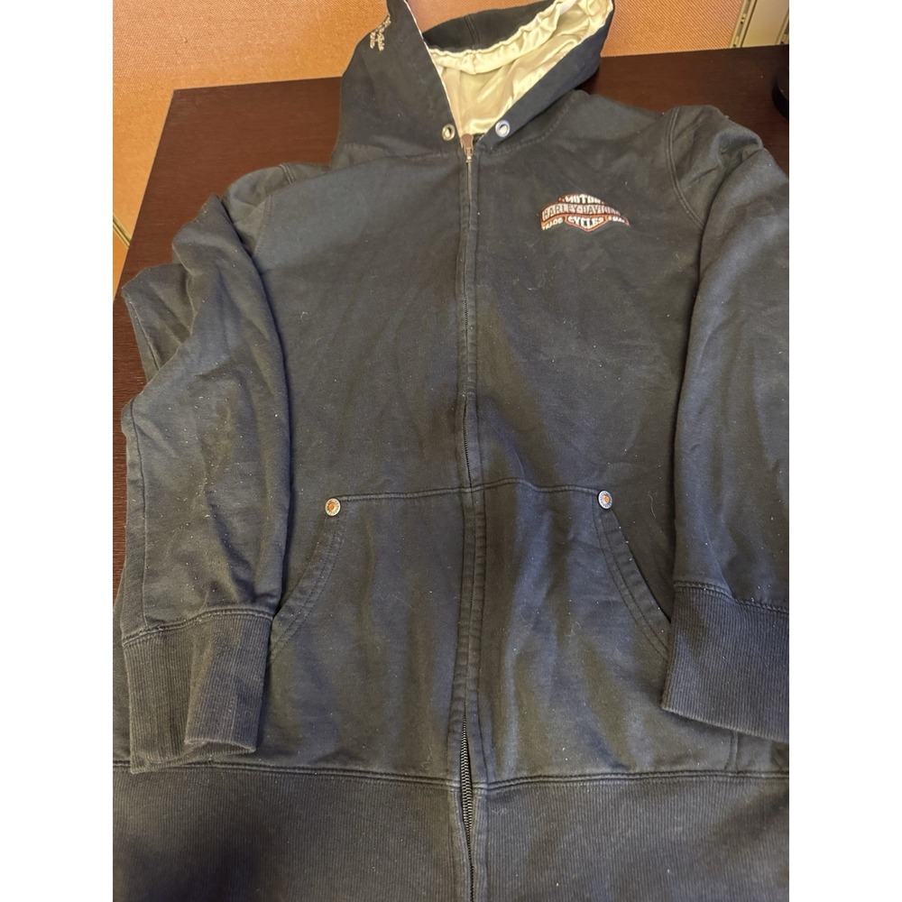 Harley Davidson Bling Women's Size Xl Black Full Zip Hoodie Sweatshirt EUC A30